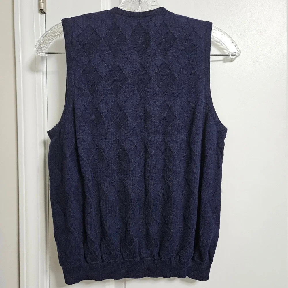 Ralph Lauren Sweater Vest Kids M Navy Blue Polo Golf Argyle V-Neck Cotton Knit‎